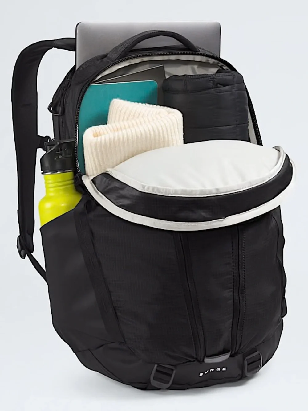 The North Face Black Surge Backpack with Front Organizer Pockets